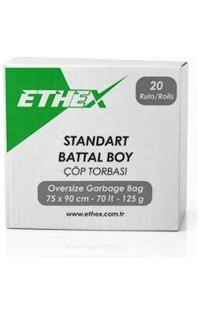 Ethex Battal Boy Mavi Renk Çöp Torbası 20 Paket - 75x90 Cm Ethex Battal Boy Mavi Renk Çöp Torbası 20 Paket - 75x90 Cm