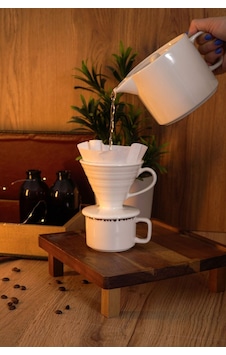 Coffee Filter V60 Porselen Kırık Beyaz Dripper Kahve Filtresi