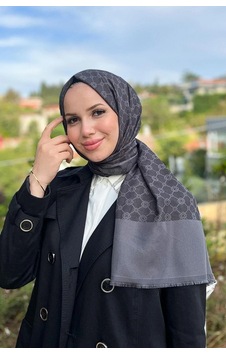 Aker Elegance Monogram Şal 913 Gri Aker Elegance Monogram Şal 913 Gri