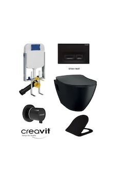 Creavit Tp325 Siyah Mat Asma Klozet Set + Duck Yavaş Kapanır Kapa Creavit Tp325 Siyah Mat Asma Klozet Set + Duck Yavaş Kapanır Kapa