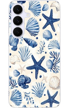 Samsung Galaxy S25 Fe Uyumlu Mavi Deniz Kabuğu Ve Yıldız Desenli Baskılı Silikon Kılıf Renkli Samsung Galaxy S25 Fe Uyumlu Mavi Deniz Kabuğu Ve Yıldız Desenli Baskılı Silikon Kılıf Renkli