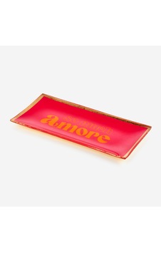 Pembe Cam Amore Dekoratif Obje 10x0,8x21 Cm Belirtilmemiş