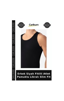 Carlburn Premium Erkek Siyah Fitilli Atlet Pamuklu Likralı Slim Fit Şık Penye Spor Carlburn Premium Erkek Siyah Fitilli Atlet Pamuklu Likralı Slim Fit Şık Penye Spor