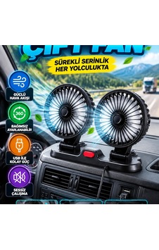 Araç İçi Çift Fanlı Usb Vantilatör Bağımsız Ayarlanabilir Başlıklı Soğutucu Araç İçi Çift Fanlı Usb Vantilatör Bağımsız Ayarlanabilir Başlıklı Soğutucu