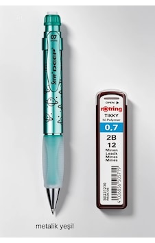 0.7 Mm Serve Deep Uçlu Kalem + 0.7 Rotring Uç Seti Yeşil 0.7 Mm Serve Deep Uçlu Kalem + 0.7 Rotring Uç Seti Yeşil