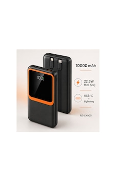 10000 Mah 22.5w Hızlı Şarj Powerbank Dahili Type-c Ve Lightning Kablolu Dijital Göstergeli- Re-ck009 Diğer 10000 Mah 22.5w Hızlı Şarj Powerbank Dahili Type-c Ve Lightning Kablolu Dijital Göstergeli- Re-ck009 Diğer