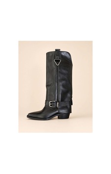 37brandshoes Siyah Hakiki Deri Üçgen Aksesuarlı Western Uzun Çizme Siyah Siyah 37brandshoes Siyah Hakiki Deri Üçgen Aksesuarlı Western Uzun Çizme Siyah Siyah