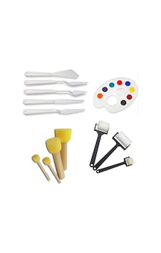 Resim Sanat Malzemeleri Rulo Ponpon Spatula Ve Palet Seti Resim Sanat Malzemeleri Rulo Ponpon Spatula Ve Palet Seti