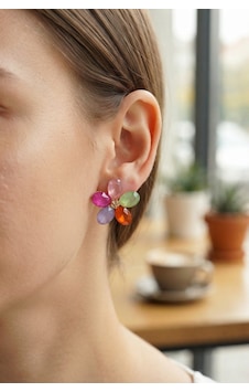 Karışık Renk Kristal Taşlı Çiçek Model Kadın Küpe Diğer Karışık Renk Kristal Taşlı Çiçek Model Kadın Küpe Diğer