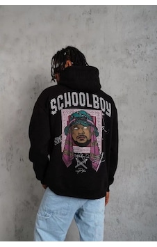 Vexor Erkek School Boy Baskılı Kapüşonlu Sweat - Siyah