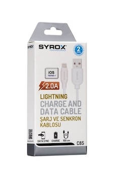 Syrox C85 Apple Uyumlu iOS iPhone Lightning 2.0 Amper Şarj Ve Data Kablosu Syrox C85 Apple Uyumlu iOS iPhone Lightning 2.0 Amper Şarj Ve Data Kablosu