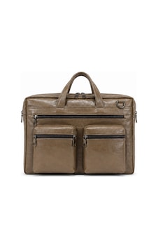 Levano Leather Hakiki Deri Erkek Laptop Ve Evrak Çantası Vizon 40x30x7 Cm Çok Bölmeli Fermuarlı İş Çantası Kahverengi