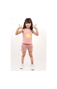 Toontoy Kids Toontoy Kız Bebek 2'li Takım Baskılı Bisiklet Yaka T-shirt & Beli Lastikli Cepli Şort Mercan Toontoy Kids Toontoy Kız Bebek 2'li Takım Baskılı Bisiklet Yaka T-shirt & Beli Lastikli Cepli Şort Mercan