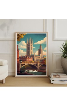 Durham Şehir Manzarası Linol Baskı Posteri, İngiltere'nin Önemli Bir Simgesi Duvar Sanatı, İngiliz Mirası Dekorasyonu Durham Şehir Manzarası Linol Baskı Posteri, İngiltere'nin Önemli Bir Simgesi Duvar Sanatı, İngiliz Mirası Dekorasyonu