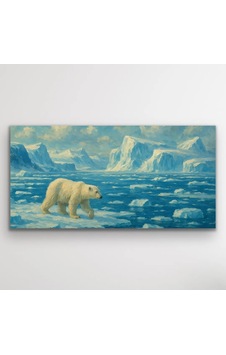 Yalnız Kutup Ayısı Kanvas Tablo 60x120cm Altın Yalnız Kutup Ayısı Kanvas Tablo 60x120cm Altın