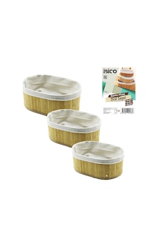3 Boy Oval Bambu Kenar Organizer Sepet Ahşap Altlık - Bezli 13 Çok Renkli 3 Boy Oval Bambu Kenar Organizer Sepet Ahşap Altlık - Bezli 13 Çok Renkli