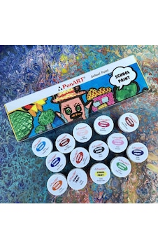 Ponart School Paint Çok Amaçlı Okul Boyası Seti 20 Ml. X 14 Renk Çok Renkli