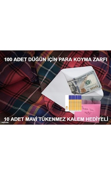 Düğün, Para Takı Zarfı Ağzı Yapışkanlı 100 Adet Ve 10 Adet Tükenmez Kalem Düğün, Para Takı Zarfı Ağzı Yapışkanlı 100 Adet Ve 10 Adet Tükenmez Kalem