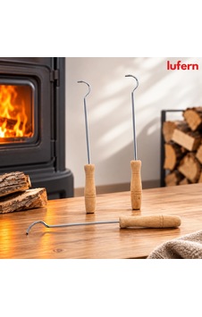 Dayanıklı Metal Soba Kapak Açacağı Ahşap Saplı Güvenli Kullanım Kül Temizleme Kuzine Kapağı