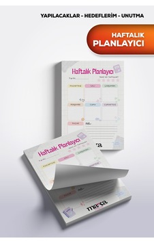Haftalık Planlayıcı Yapılacaklar, Hedeflerim, Unutma, Notlar, Günün Nasıl Geçti 1 Adet Fiyatıdır Beyaz Haftalık Planlayıcı Yapılacaklar, Hedeflerim, Unutma, Notlar, Günün Nasıl Geçti 1 Adet Fiyatıdır Beyaz