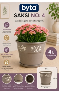 4 L Dekoratif Çiçek Saksısı No:4 Tablalı, Pp Plastik, İç Ve Dış Mekan Bitki Saksısı