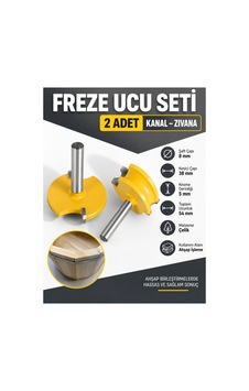 2'li Kanal Geçmeli Birleşim Freze Ucu Seti 38 Mm 8 Mm Şaft Ahşap Birleştirme