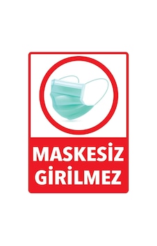 Maskesiz Girilmez Yazısı Uyarı Levhası 20 X 30 Cm Yapıştırma Maskesiz Girilmez Yazısı Uyarı Levhası 20 X 30 Cm Yapıştırma