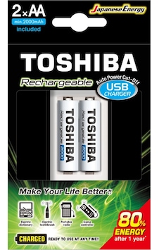 TOSHIBA USB ŞARJ CİHAZI+2 AD.2000MAH KALEM PİL