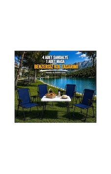 4 Adet Katlanır Bardaklıklı Kamp Sandalye Ve Masa Seti,taşınabilir Piknik Bahçe Sandalyesi Masa Seti Lacivert 4 Adet Katlanır Bardaklıklı Kamp Sandalye Ve Masa Seti,taşınabilir Piknik Bahçe Sandalyesi Masa Seti Lacivert