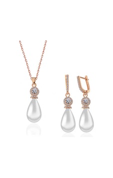 Gümüş Damla İnci Kadın Set - St11003710 Açık Gold Gümüş Damla İnci Kadın Set - St11003710 Açık Gold