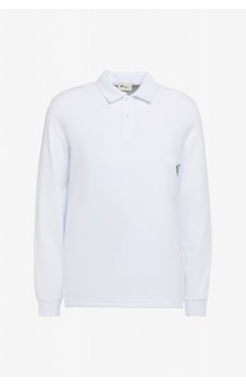 AC&Co / Altınyıldız Classics Erkek Beyaz Pamuklu Slim Fit Dar Kesim Polo Yaka Uzun Kollu Esnek Tişört Beyaz