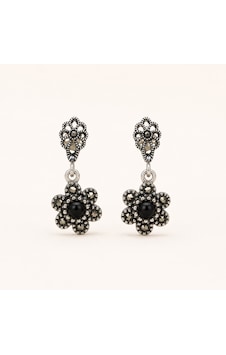 925 Ayar Gümüş Oltu Taşı Küpe Flower Renkli 925 Ayar Gümüş Oltu Taşı Küpe Flower Renkli
