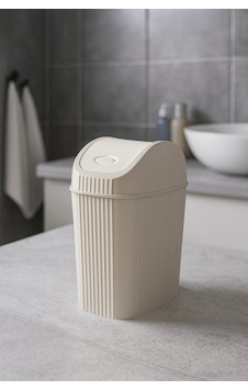 Çift Kapaklı Slim Çöp Kovası Ev Ofis Banyo Mutfak Düzenleyici Çöp Kutusu Bej