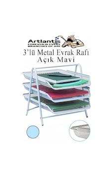 Metal Evrak Rafı 3 Lü 1 Paket Masa Üstü A4 Dosya Düzenleyici Kağıt Tepsisi Metal Fileli Üç Katlı Hareketli Perfore