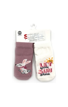 Step 2'li Bebek Çorap 10239 Beyaz-gül Kurusu