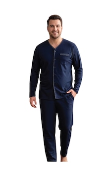 Over Sleep By Poleren Over Sleep 2419 Erkek Kışlık Büyük Beden Önden Düğmeli Süprem Pijama Takımı Lacivert Over Sleep By Poleren Over Sleep 2419 Erkek Kışlık Büyük Beden Önden Düğmeli Süprem Pijama Takımı Lacivert