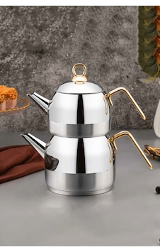 Polochef Optimal Çaydanlık 18/10 Paslanmaz Çelik Orta Boy Gold Saplı Gümüş Polochef Optimal Çaydanlık 18/10 Paslanmaz Çelik Orta Boy Gold Saplı Gümüş