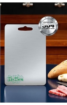 Kesim Tahtası - Profesyonel 304 Paslanmaz Çelik Doğrama Tahtası 35x25 Cm