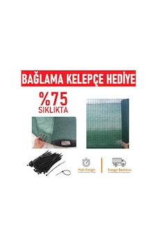 %75'Lik Gölgelik File - Bahçe Çit Filesi - Kelepçeli - Yeşil %75'Lik Gölgelik File - Bahçe Çit Filesi - Kelepçeli - Yeşil