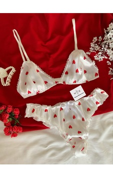 Mh Moony Homewears Babydoll Saten Kırmızı Kalp Bralet Takımı Kırmızı Mh Moony Homewears Babydoll Saten Kırmızı Kalp Bralet Takımı Kırmızı
