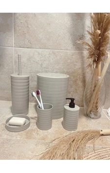 Banyo Seti 5'li Krem Çöp Kovası Wc Fırçalık Sıvı Sabunluk Katı Sabunluk Renkli Banyo Seti 5'li Krem Çöp Kovası Wc Fırçalık Sıvı Sabunluk Katı Sabunluk Renkli