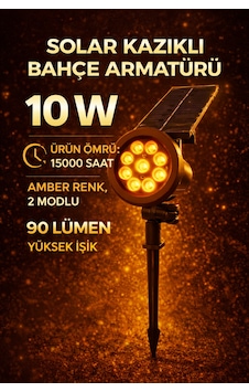 Güneş-solar Enerjili 10 W Yüksek Işık Çim Armetür Amber Renk