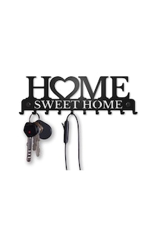Home Sweet Home Yazı Desenli Dekoratif Metal Askılık, Anahtarlık, Çantalık, Duvar Tipi