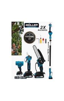 Pro Müller 4'lü Set Zincirli Otomatik Yağlı Dal Kesme Akülü Budama Makası Yaprak Üfleme Teleskop Pro Müller 4'lü Set Zincirli Otomatik Yağlı Dal Kesme Akülü Budama Makası Yaprak Üfleme Teleskop