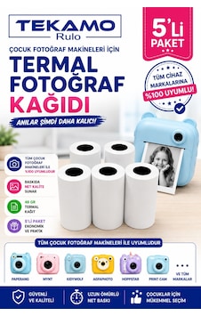 Çocuk Fotoğraf Makinesi Kağıdı Tüm Mini Cihazlarla Uyumlu Rulo 5 Adet Çocuk Fotoğraf Makinesi Kağıdı Tüm Mini Cihazlarla Uyumlu Rulo 5 Adet