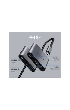 Itpc-06t Type-c Hub X4 Hdmı 4k 30 Hz+ Vga+ Usb 3.0+pd 100w Alumınyum Kasa Çoklayıcı Itpc-06t Type-c Hub X4 Hdmı 4k 30 Hz+ Vga+ Usb 3.0+pd 100w Alumınyum Kasa Çoklayıcı