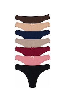 Nicoletta Kadın Külot Tanga String 7 Li Paket Likralı Pamuklu Kaşkorse Fitilli çok Renkli Nicoletta Kadın Külot Tanga String 7 Li Paket Likralı Pamuklu Kaşkorse Fitilli çok Renkli