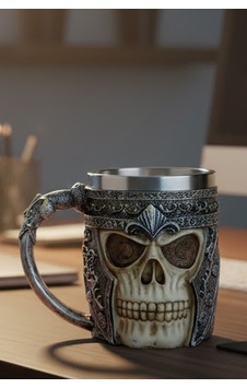 Kurukafa Tasarımlı Viking Kupası - Kasklı İskelet Mug - Paslanmaz Çelik Termal Bardak Çok Renkli Kurukafa Tasarımlı Viking Kupası - Kasklı İskelet Mug - Paslanmaz Çelik Termal Bardak Çok Renkli