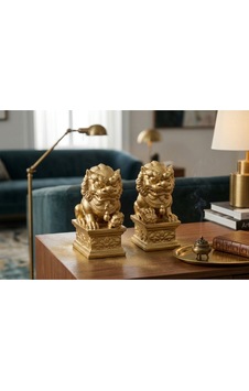 Feng Shui Altın Koruyucu Aslan Figürü Çift Güç, Koruma Ve Zenginlik Sembolü Feng Shui Altın Koruyucu Aslan Figürü Çift Güç, Koruma Ve Zenginlik Sembolü