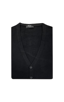 Classics Men Slim Fit Erkek Düğmeli Triko Ceket Kazak 7033 Siyah